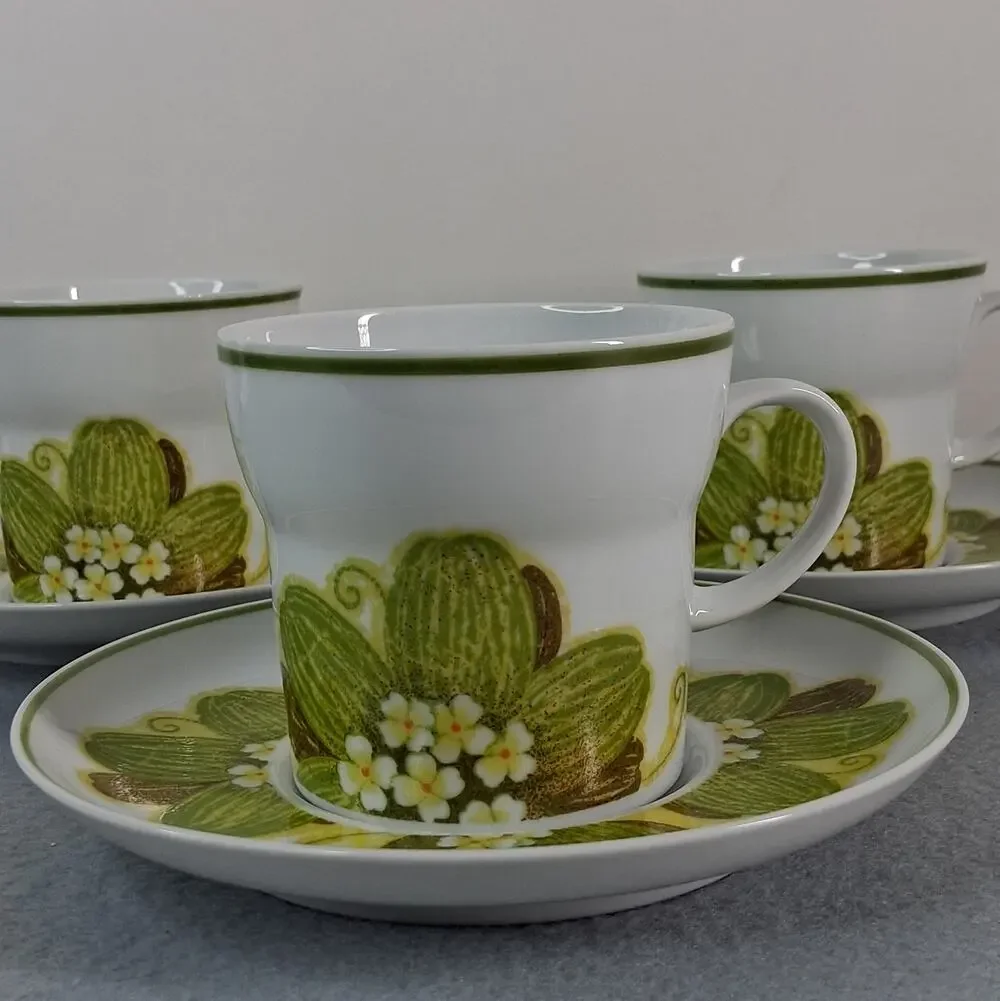 Noritake Hawaiian Holidays Wahine Cups & Saucers 3 Sets Porcelain